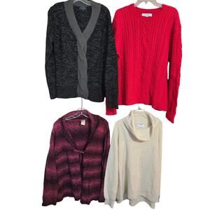 Women's XL 16 18 Sweaters Cardigans Pullovers Vests Wholesale Bulk Lot of 4